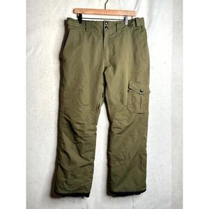 Liquid Snow Pants Mens L Olive Green Performance Relaxed Fit Adjustable Waist